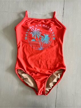 Old Navy Girls XL Dream Believer Tropical Palm Tree One-Piece Swimsuit